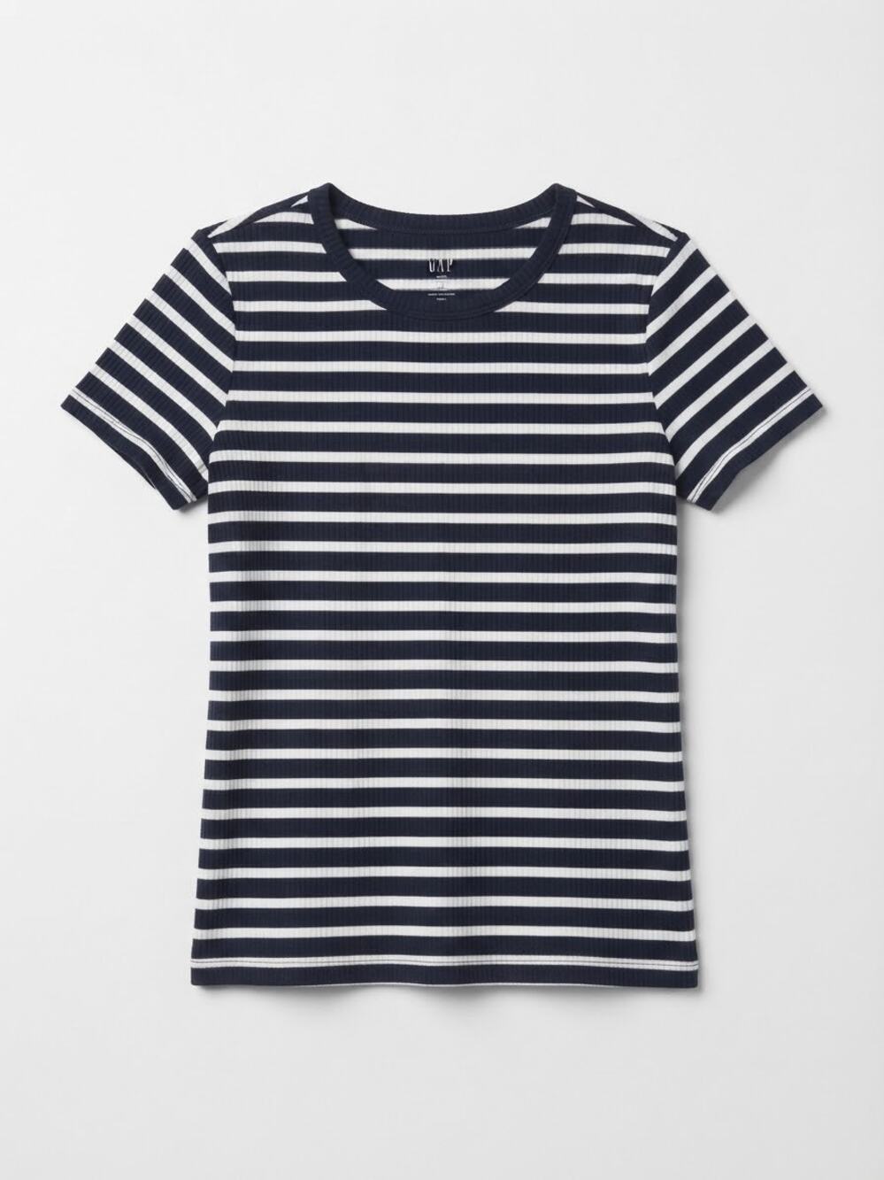 Gap Rib Tee Striped T-Shirt Navy Blue White Short Sleeve Crewneck Size M  French